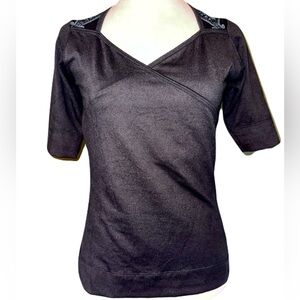 NWT Prana Black Wrap Yoga Top Short Sleeve